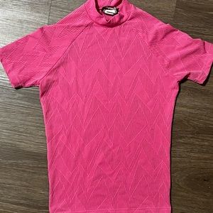 Vintage Elee Mock Neck Fitted Pink Top Barbie Ken